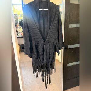 Zara Black Fringe Women's kimono